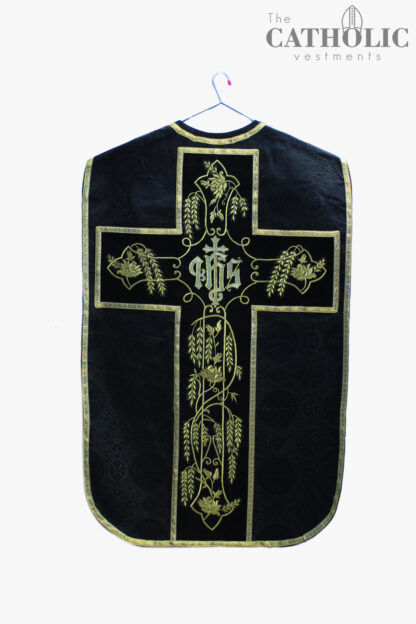 Fiddleback Chasuble & Mass Set_IHS - Black - Image 2