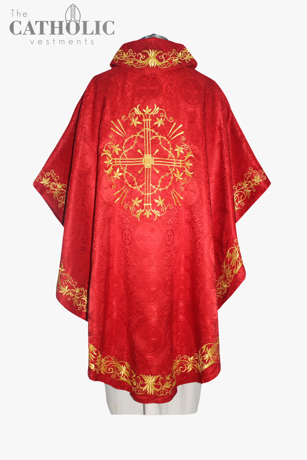 Gothic Vestment with V'Collar & Mass Set - Red - Image 2